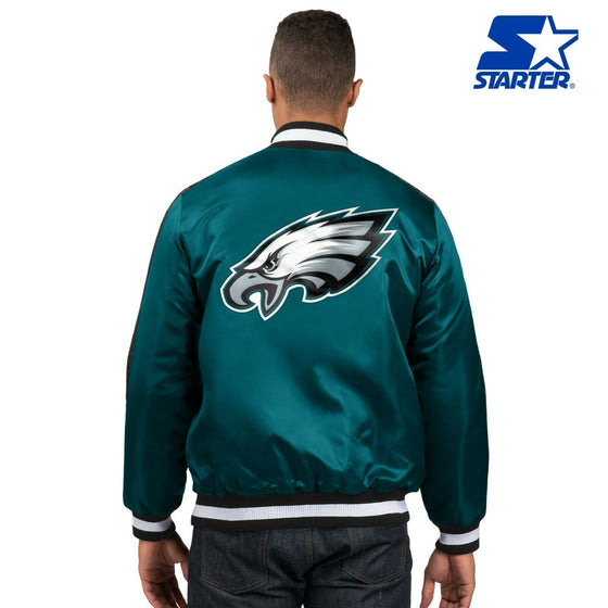 Philadelphia Eagles NFL Men's Starter O-LINE Button Up Satin Jacket - Green