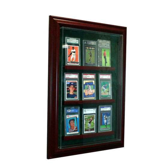 9 Graded Baseball Card Cabinet Style Display Case Hinged Door Glass Suede MLB