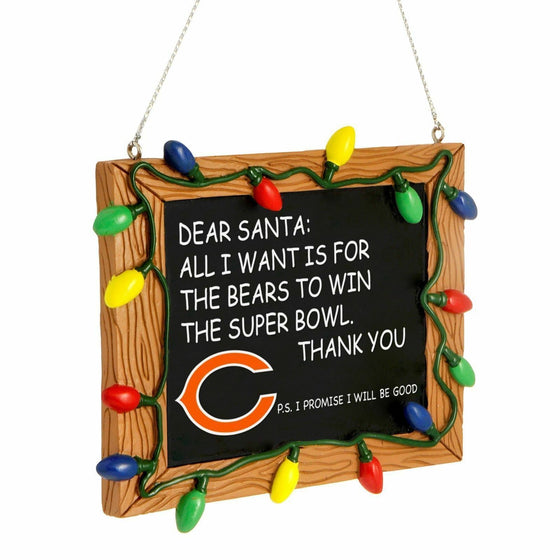 Forever Collectibles - NFL - Chalkboard Sign Christmas Ornament - Pick Your Team (Chicago Bears)