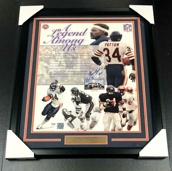 WALTER PAYTON CHICAGO BEARS SIGNED AUTOGRAPHED FRAMED 16X20 PHOTO PSA COA