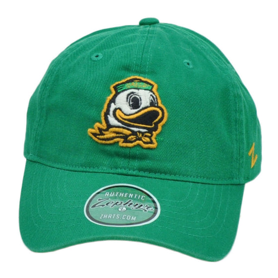 NCAA Zephyr Oregon Ducks Mens Green Relaxed Slouch Hat Cap Adjustable Curved Bil