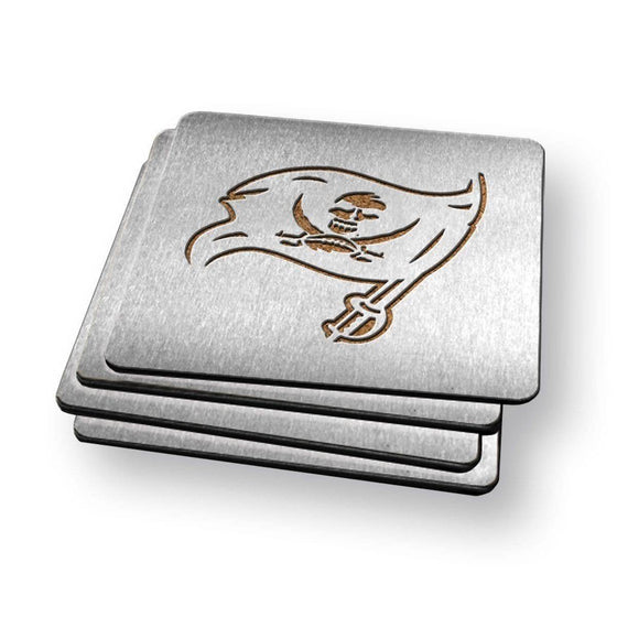 Tampa Bay Buccaneers Boaster Set of 4 Stainless Steel Cork Backed Coasters - 757 Sports Collectibles