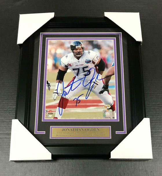 JONATHAN OGDEN PRO BOWL AUTOGRAPHED SIGNED 8x10 FRAMED PHOTO BALTIMORE RAVENS