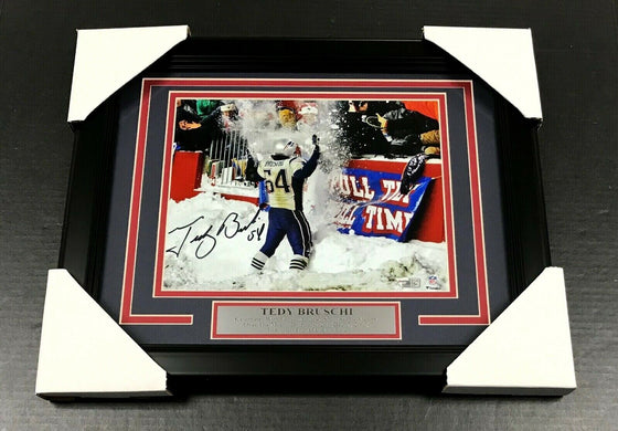 TEDY BRUSCHI SNOW GAME PATRIOTS AUTOGRAPHED 8X10 PHOTO FRAMED FANATICS COA - 757 Sports Collectibles