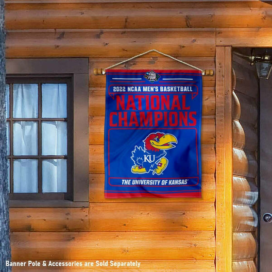 Kansas KU Jayhawks 2022 Mens Basketball National Champions House Flag - 757 Sports Collectibles