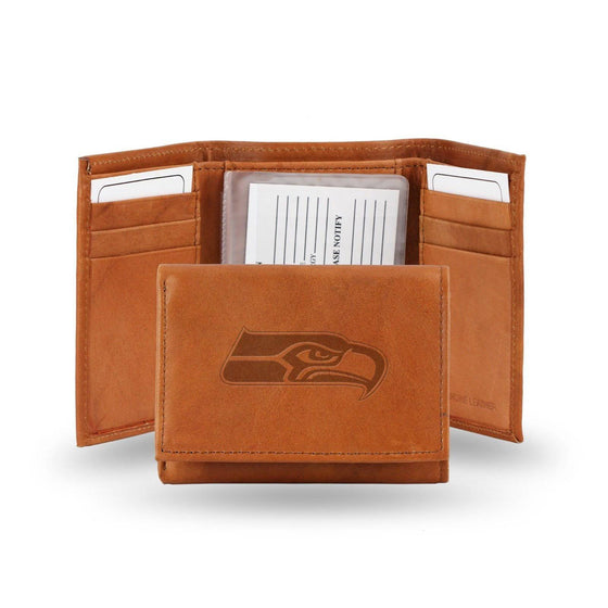 NFL Seattle Seahawks Embossed Genuine Cowhide Leather Trifold Leather wallet w/ gift tin - 757 Sports Collectibles