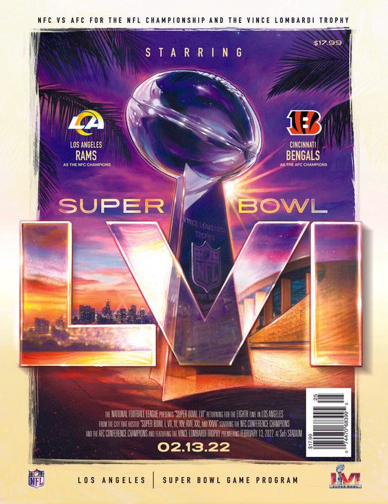 Super Bowl LVI 56 Official National Program Cincinnati Bengals v Los Angeles Rams - 757 Sports Collectibles