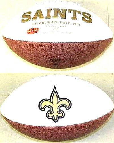 New Orleans Saints Embroidered Logo White Signature Series Football - 757 Sports Collectibles