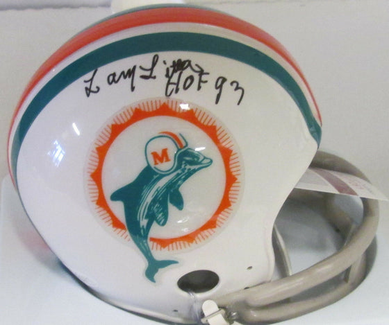 Dolphins LARRY LITTLE Signed Mini Helmet AUTO w/ HOF '93 - JSA