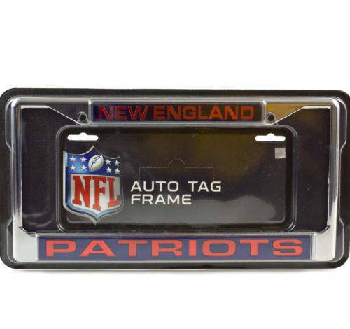 NFL New England Patriots Laser-Cut Chrome License Plate Frame - 757 Sports Collectibles