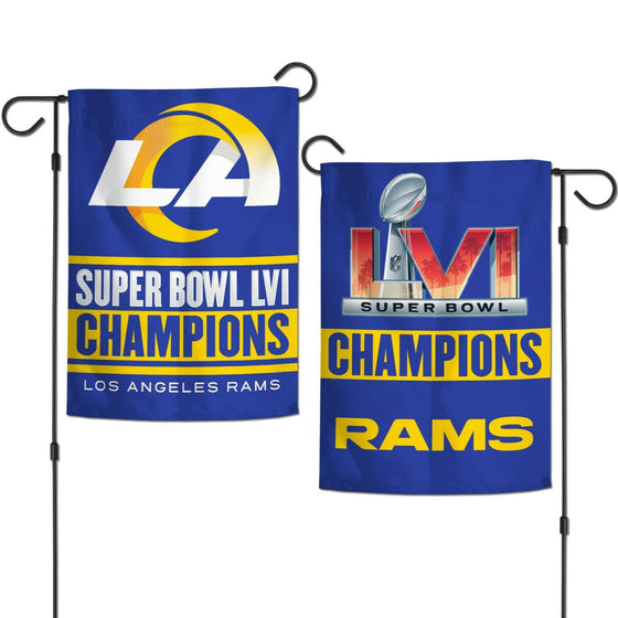 Super Bowl 56 LVI Champions Los Angeles Rams 12.5x18 Double Sided Garden Flag - 757 Sports Collectibles