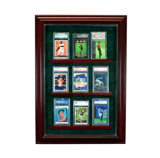 9 Graded Baseball Card Cabinet Style Display Case Hinged Door Glass Suede MLB