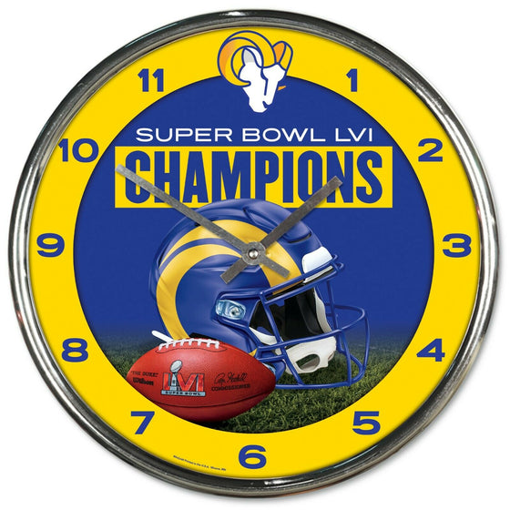 Super Bowl 56 LVI Champions Los Angeles Rams Chrome Clock - 757 Sports Collectibles