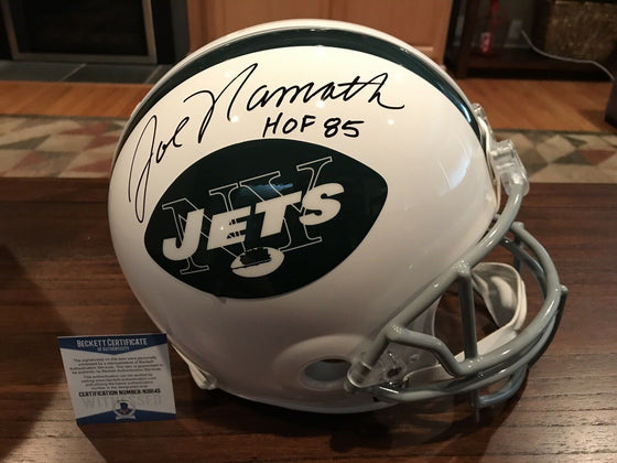 Joe Namath Autographed New York Jets Authentic Throwback Helmet HOF 85 Beckett