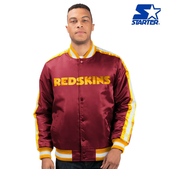 Washington Redskins NFL Men's Starter O-LINE Button Up Satin Jacket - Burgundy