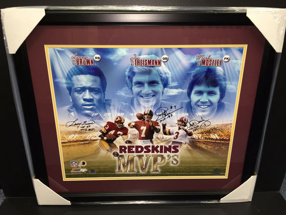 REDSKINS MVPS AUTOGRAPHED FRAMED 16X20 PHOTO JOE THEISMANN MARK MOSELEY BROWN - 757 Sports Collectibles