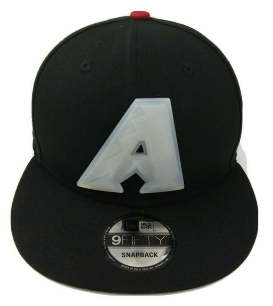 Arizona Diamondback Metal & Rubber Badge Snapback Hat cap 9FIFTY Black - 757 Sports Collectibles