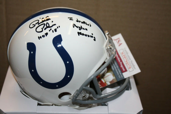 INDIANAPOLIS COLTS BILL POLIAN SIGNED RIDDELL MINI HELMET HOF 2015 W/PEYTON JSA - 757 Sports Collectibles