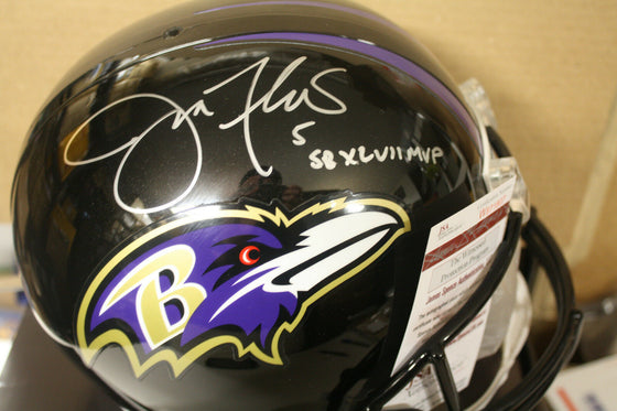 Joe Flacco "SB XLVII MVP" Baltimore Ravens Autographed F/S Replica Helmet w/ JSA - 757 Sports Collectibles