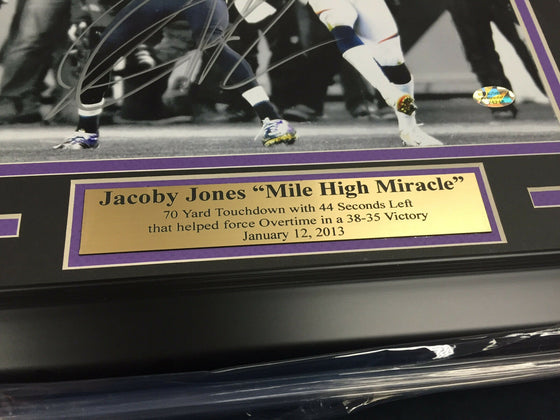 JACOBY JONES AUTOGRAPHED 8X10 MILE HIGH MIRACLE PHOTO RAVENS FRAMED Signature