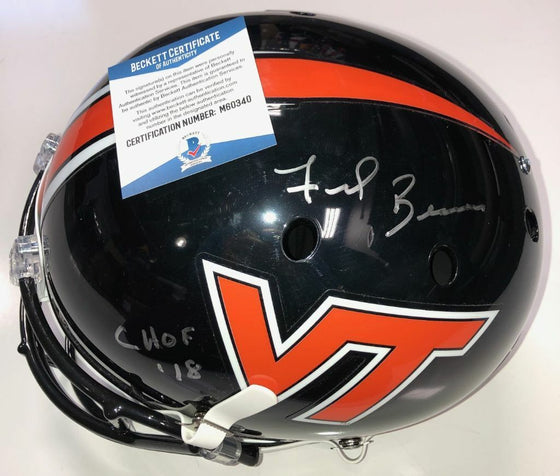 FRANK BEAMER SIGNED VIRGINIA TECH HOKIES 25 LIMITED FULL SIZE HELMET BECKETT COA - 757 Sports Collectibles