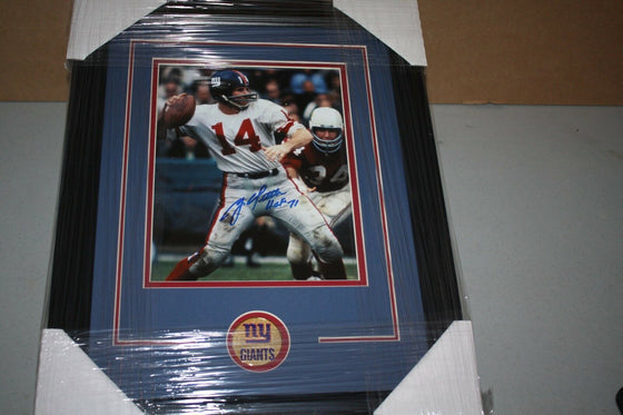 NEW YORK GIANTS Y.A. TITTLE SIGNED FRAMED 8X10 PHOTO PASSING POSE W/LOGO