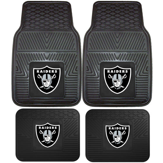 NFL Las Vegas Raiders 9 pc Car Truck Front Back All Weather Floor Mats Seat Covers - 757 Sports Collectibles