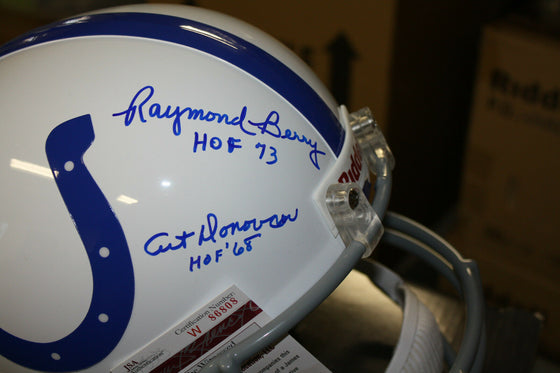 BALTIMORE COLTS HOFERS (5) SIGNED FULL SIZE HELMET DONOVAN, MACKEY, BERRY JSA