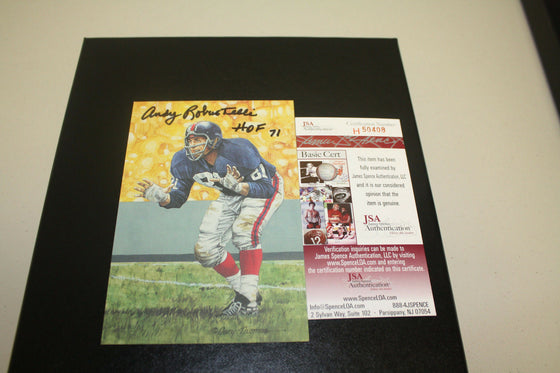 NY GIANTS ANDY ROBUSTELLI SIGNED GOAL LINE ART CARD HOF 71 JSA CERTIFIED