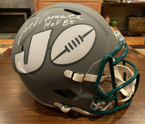 Joe Namath Signed New York Jets Full Size Black AMP Helmet HOF 85 Beckett GTSM