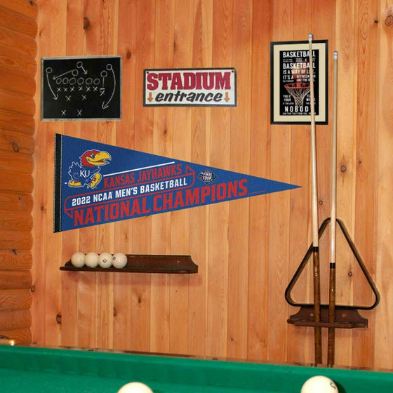 University of Kansas 2022 Basketball National Champions Full Size Pennant - 757 Sports Collectibles