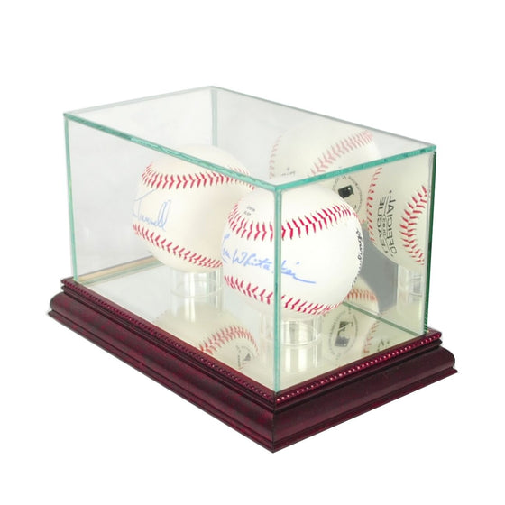 UV Blocking Baseball Glass Display Case MLB - Cherry, Blk, Walnut Base - Museum Conservation Grade - 757 Sports Collectibles