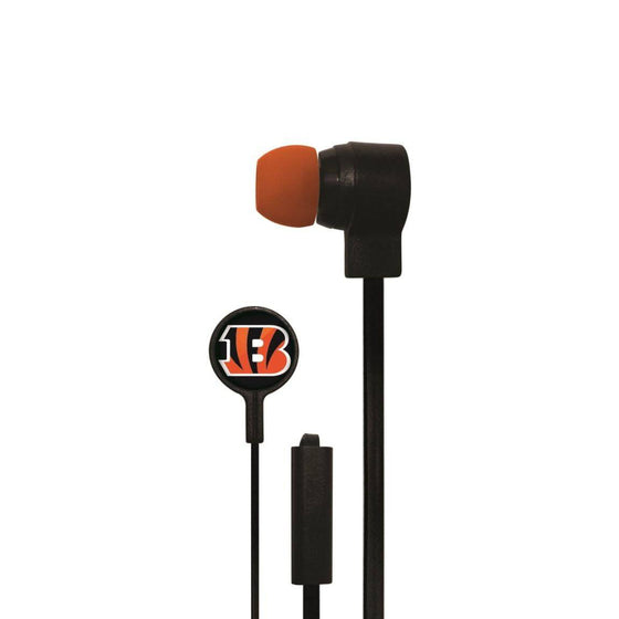 Cincinnati Bengals Big Logo Earbud Headphones with Microphone - 757 Sports Collectibles