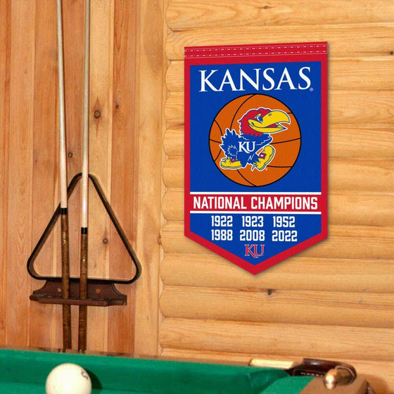 Kansas KU Jayhawks 6 Time Basketball National Champions Banner Flag - 757 Sports Collectibles