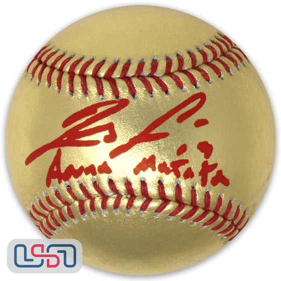 Ronald Acuna Jr. Braves Signed "Acuna Matata" Gold Major League Baseball JSA COA - 757 Sports Collectibles