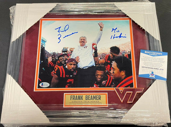 FRANK BEAMER SIGNED VIRGINIA TECH 16X12 FRAMED PHOTO LAST GAME BECKETT COA 767 - 757 Sports Collectibles