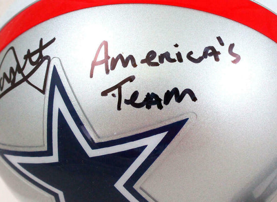 Tony Dorsett Autographed Dallas Cowboys 1976 Mini Helmet w inscription - Beckett W Holo - 757 Sports Collectibles