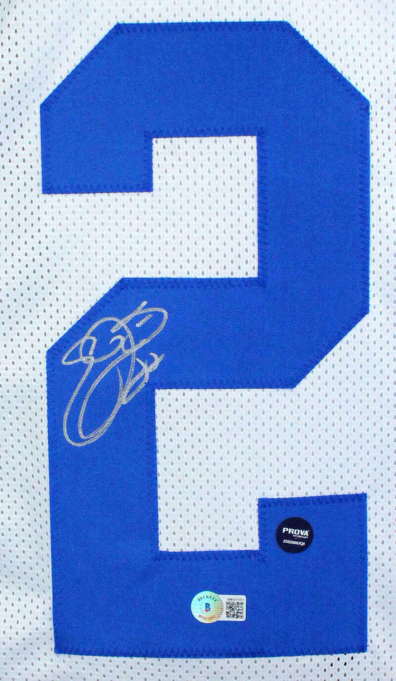 Emmitt Smith Autographed White Pro Style STAT Jersey- Beckett W Hologram *Silver - 757 Sports Collectibles