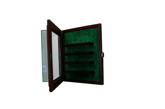 20 Golf Ball Cabinet Style Display Case Hinged Door Glass Suede Logo Golf Ball