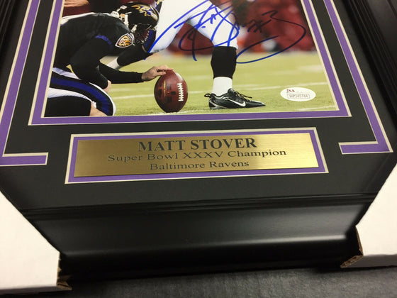 MATT STOVER SBXXXV CHAMP JSA COA AUTOGRAPHED 8X10 PHOTO BALTIMORE RAVENS FRAMED