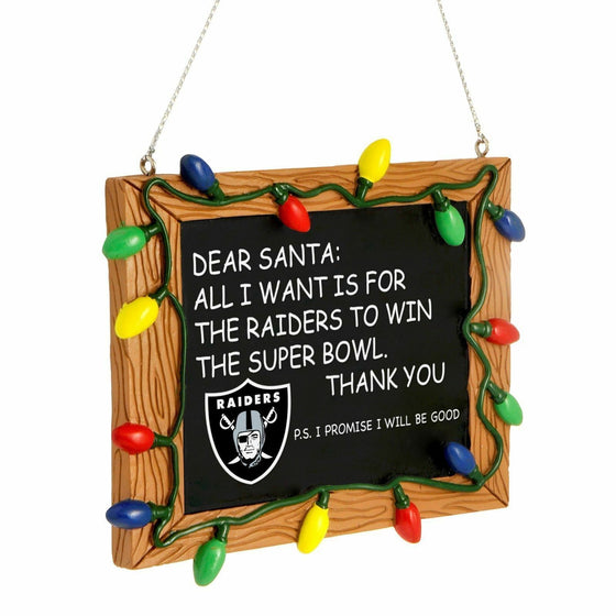 Forever Collectibles - NFL - Chalkboard Sign Christmas Ornament - Pick Your Team (Oakland Raiders)