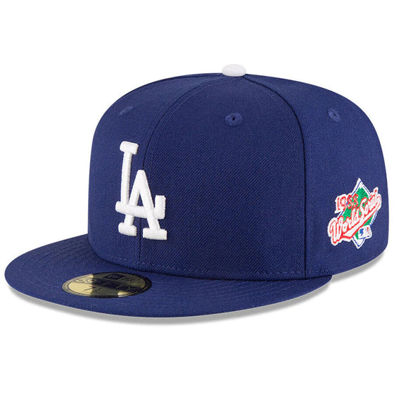 Los Angeles Dodgers 1988 World Series Wool Side Patch 59FIFTY Fitted Hat ~Blue - 757 Sports Collectibles