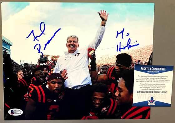 FRANK BEAMER SIGNED VIRGINIA TECH 8X10 PHOTO LAST GAME BECKETT WITNESS COA - 757 Sports Collectibles