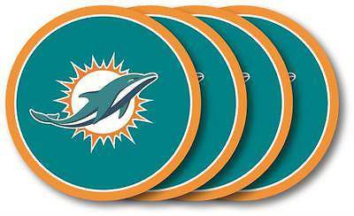 NFL Miami Dolphins Vinyl Coaster Set - 4 Pack - 757 Sports Collectibles