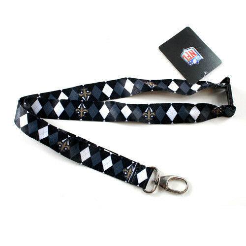 NFL Argyle 1" Lanyard - Pick Your Team - FREE SHIPPING (New Orleans Saints)