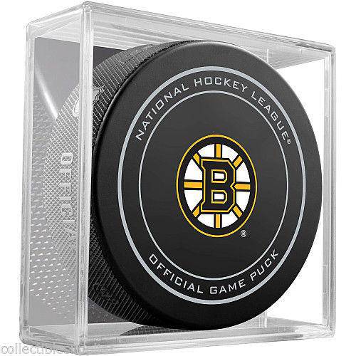 NHL Boston Bruins Official Game Puck in Display Cube - 757 Sports Collectibles