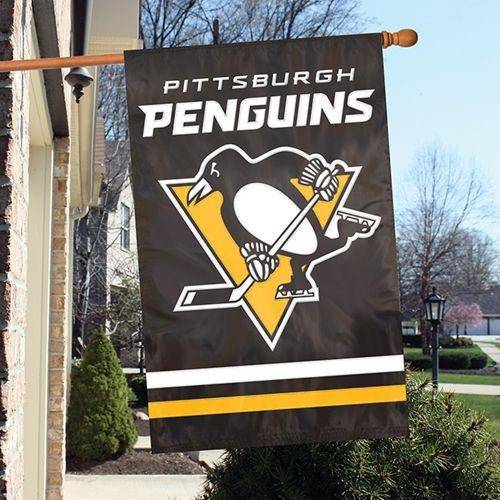 Pittsburgh Penguins 2-Sided Applique Embroidered Outdoor House Flag Indoor Banner - 757 Sports Collectibles