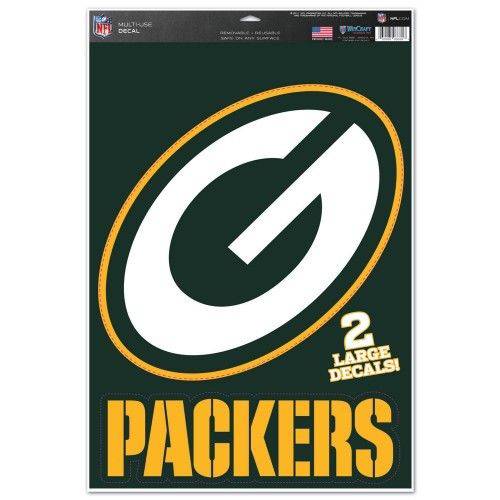 Green Bay Packers Multi Use Large Decals (2 Pack) Indoor/Outdoor Repositionable - 757 Sports Collectibles