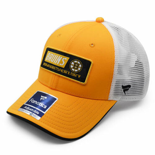 Boston Bruins NHL Iconic Trucker Mesh Snapback Adjustable Hat - Gold/Black