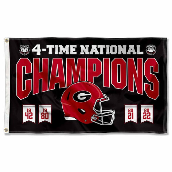 Georgia Bulldogs 2022 Four-Time College Football Champions 3x5 Flag - 757 Sports Collectibles